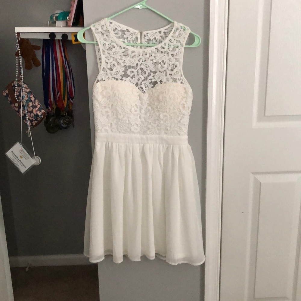 romantic tale white lace skater dress